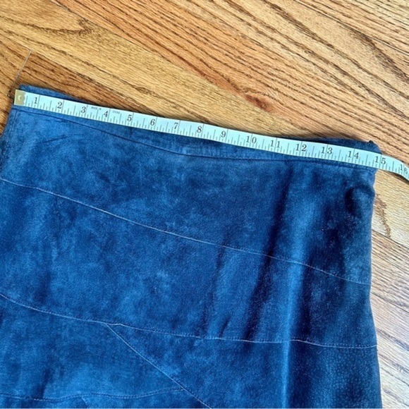 Vintage Terry Lewis Classic Luxuries Blue Leather A-line Maxi Skirt Sz 10p - Picture 9 of 15